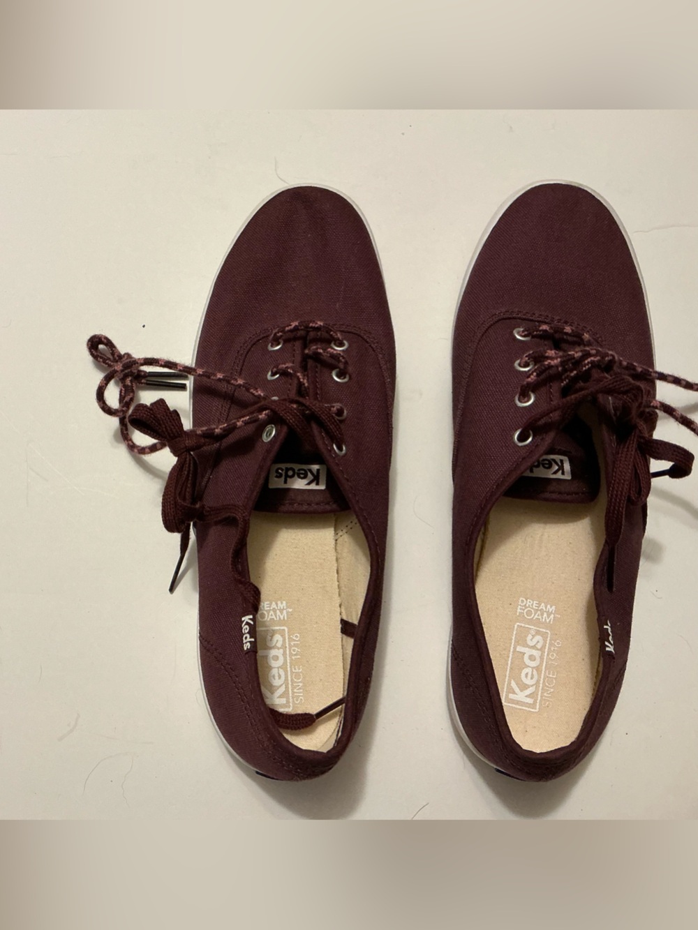 Keds Women’s Dreamfoam Champion Canvas Sneakers in Burgundy